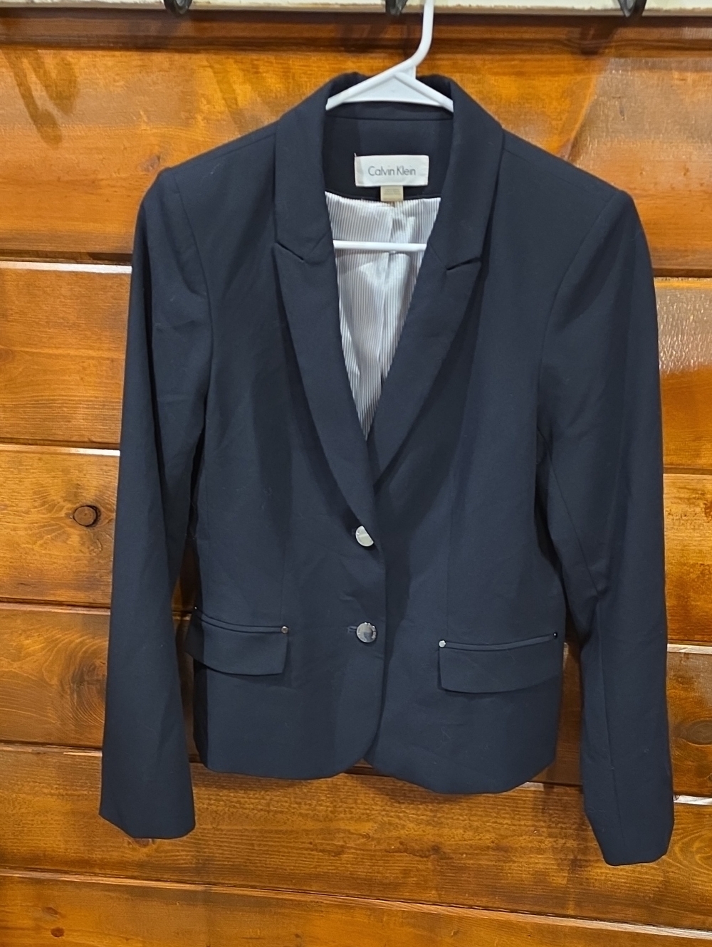 Calvin Klein Women's Navy Two-Button Blazer